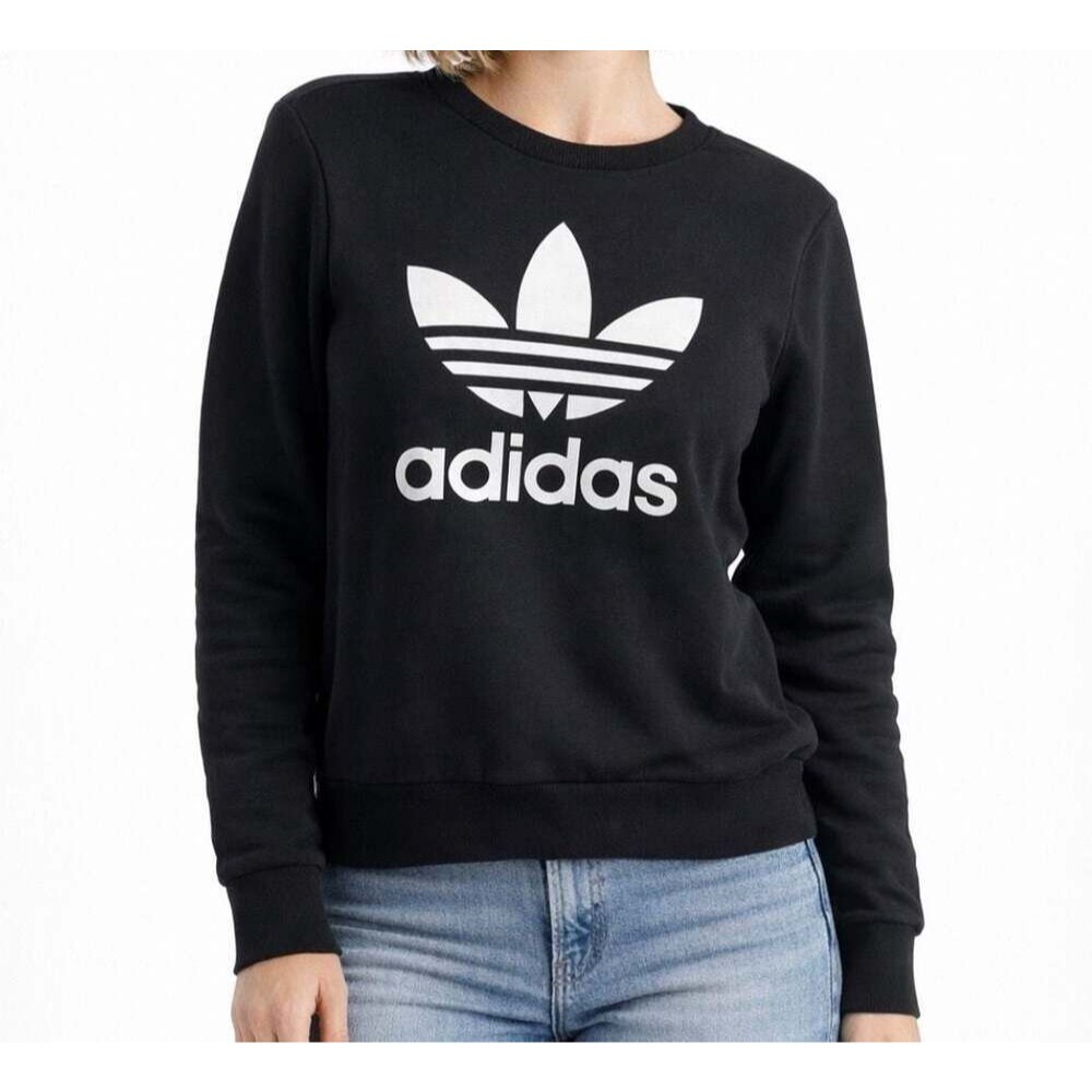 Adidas Originals Women's Trefoil Crewneck Sweatshirt Black XS Classic Athleisure